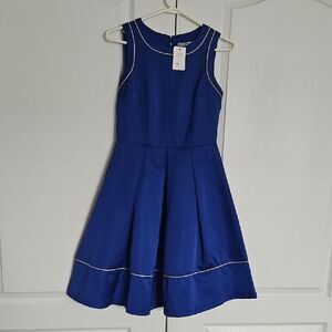 Royal Blue Fit and Flare Midi Dress for Wedding Guest